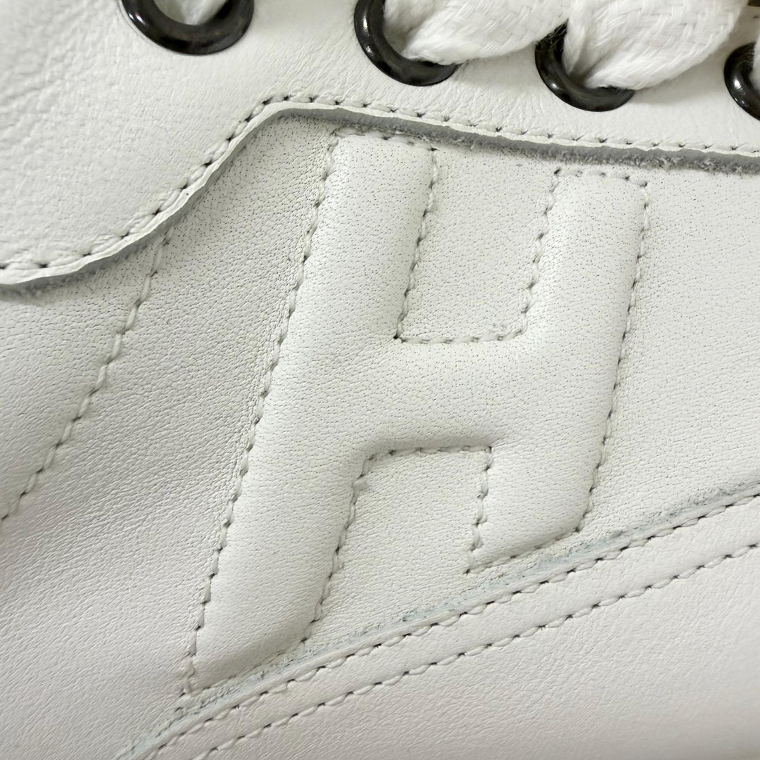 美品□HERMES エルメス H191395ZH トレイル レザー Hロゴ レースアップ ローカットスニーカー ホワイト イタリア製 40.5 メンズ オススメ
