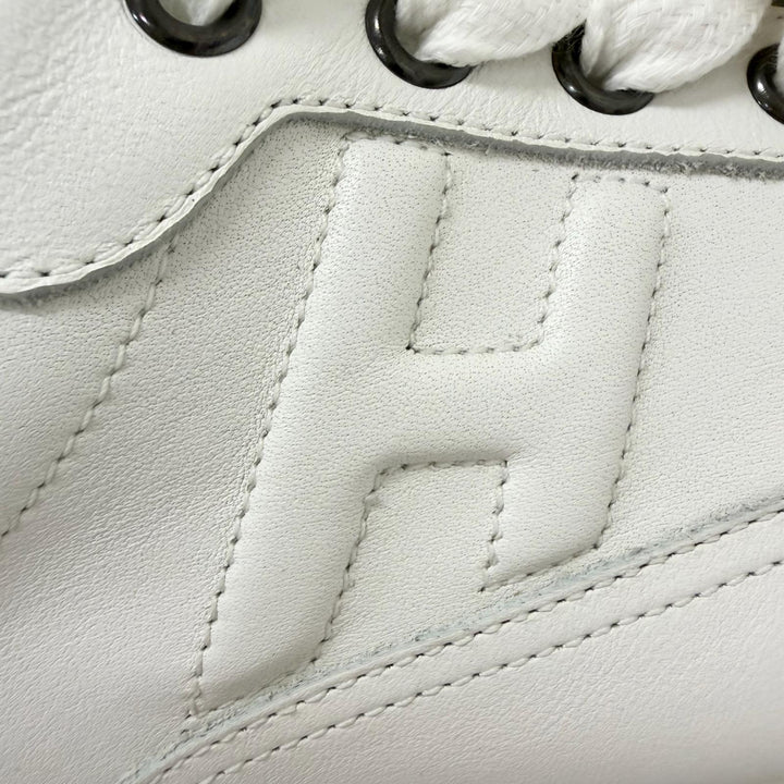 美品□HERMES エルメス H191395ZH トレイル レザー Hロゴ レースアップ ローカットスニーカー ホワイト イタリア製 40.5 メンズ オススメ