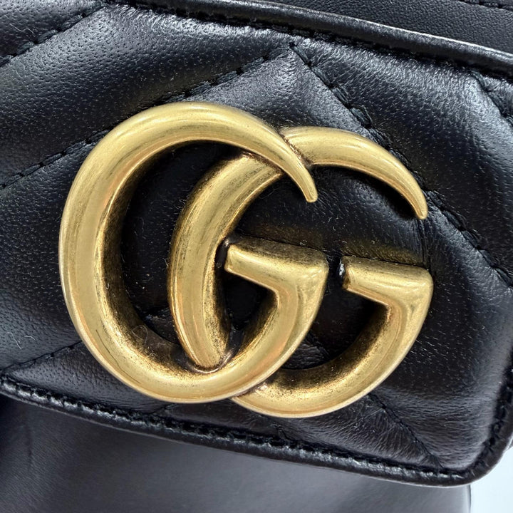 未使用品☆GUCCI グッチ 670397 GGマーモント レザー ショートブーツ アンクルブーツ ブラック ゴールド金具 35 イタリア製 箱・保存袋付