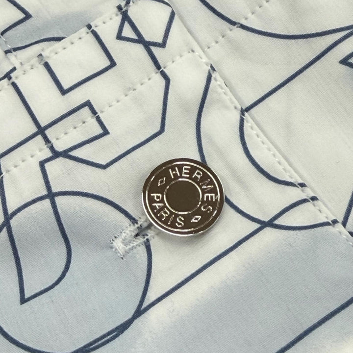 極美品▼HERMES エルメス フラグメント エクエストレス コットン100% セリエボタン ロングスリーブ 長袖シャツ ホワイト ブルー 39