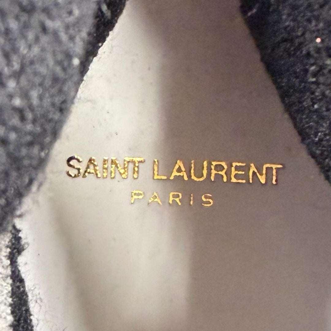未使用品★SAINT LAURENT サンローラン 692317 スミス ロゴ刺繍入り レースアップ レザー ハイカットスニーカー ホワイト 36 箱・袋付