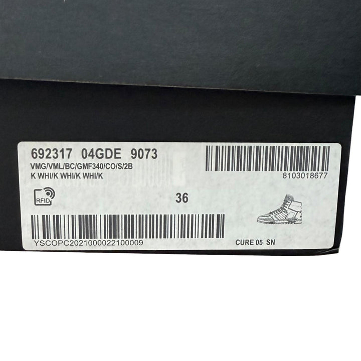 未使用品★SAINT LAURENT サンローラン 692317 スミス ロゴ刺繍入り レースアップ レザー ハイカットスニーカー ホワイト 36 箱・袋付