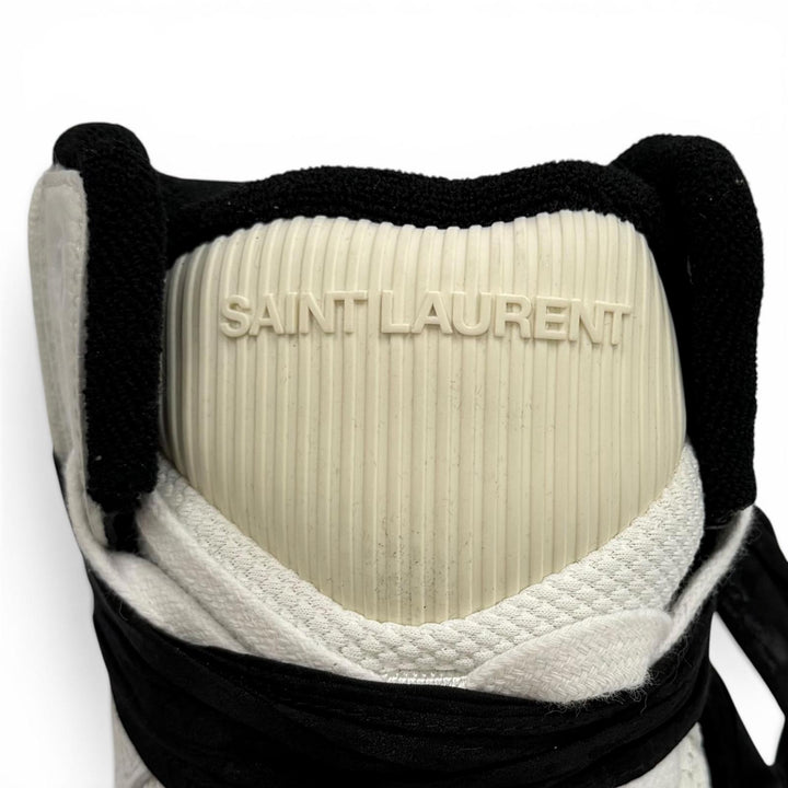 未使用品★SAINT LAURENT サンローラン 692317 スミス ロゴ刺繍入り レースアップ レザー ハイカットスニーカー ホワイト 36 箱・袋付