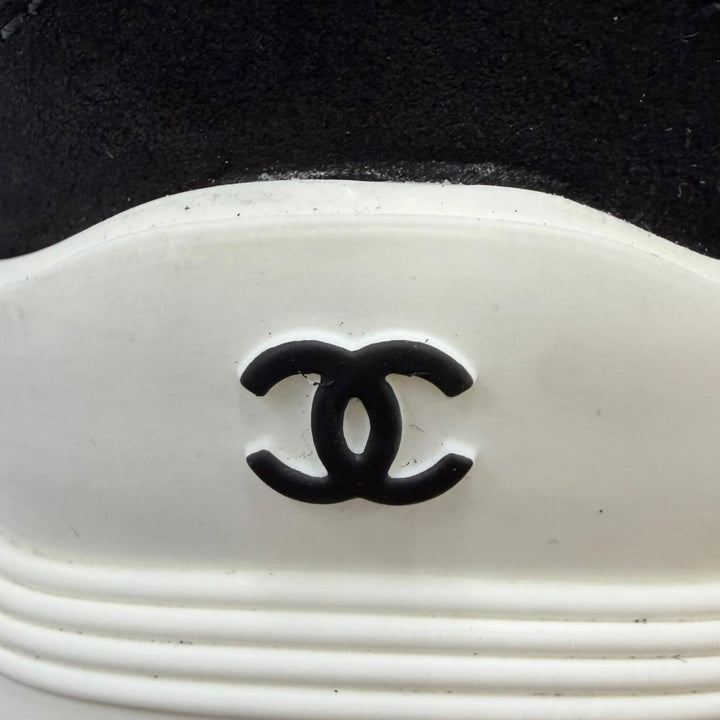 美品☆CHANEL シャネル G46609 ココマーク レースアップ レザー ローカットスニーカー ブラック 36 イタリア製 レディース