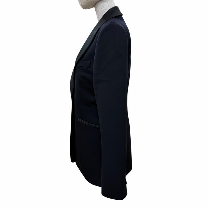 未使用品☆HERMES エルメス 25AW 5E0299DH ウール シルク ピークドラペル タキシード ジャケット ダークネイビー 40 正規品 レディース