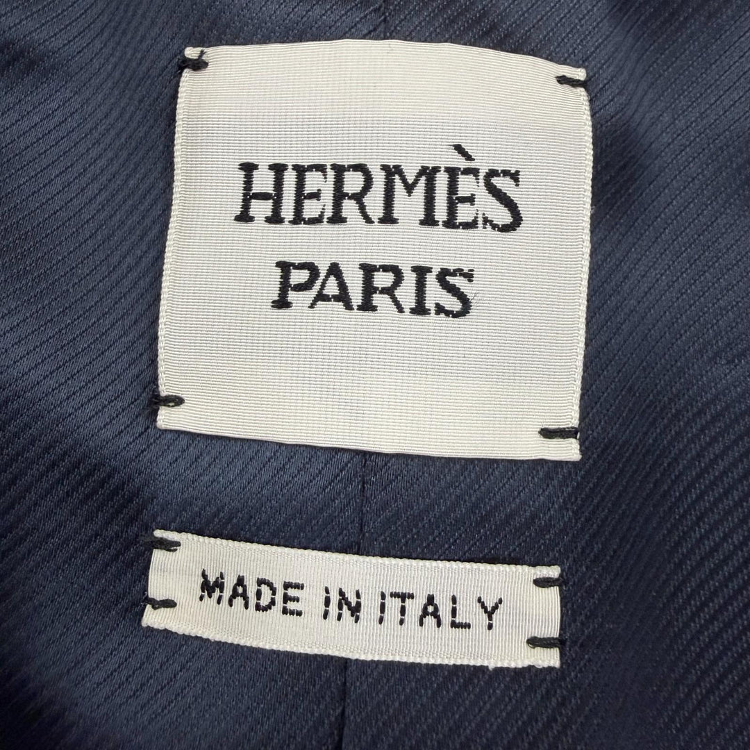 未使用品☆HERMES エルメス 25AW 5E0299DH ウール シルク ピークドラペル タキシード ジャケット ダークネイビー 40 正規品 レディース