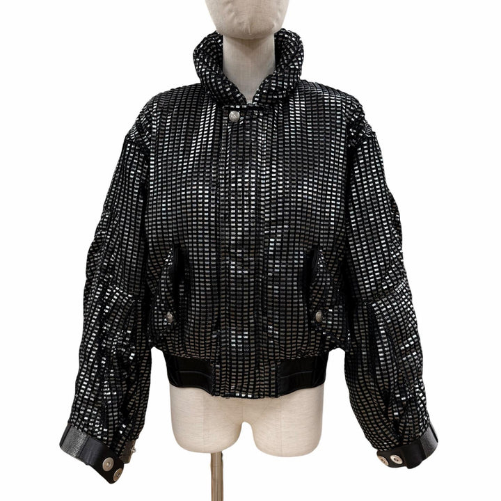 未使用品◇LOUIS VUITTON ルイヴィトン 23SS 1AAXI4 レザー モノグラム ジップアップ クロップド パファージャケット 34 伊製 正規品