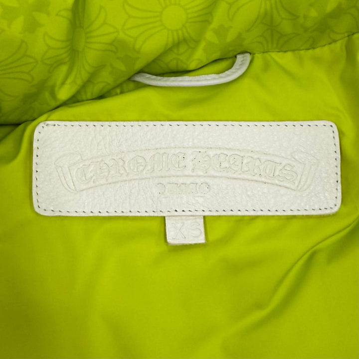 極美品★CHROME HEARTS クロムハーツ STIFF プーパークロップパディング CHプラス ダウンジャケット 総柄 ネオンイエロー XS イタリア製