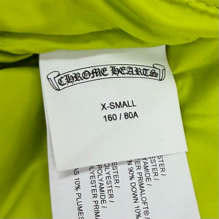 極美品★CHROME HEARTS クロムハーツ STIFF プーパークロップパディング CHプラス ダウンジャケット 総柄 ネオンイエロー XS イタリア製