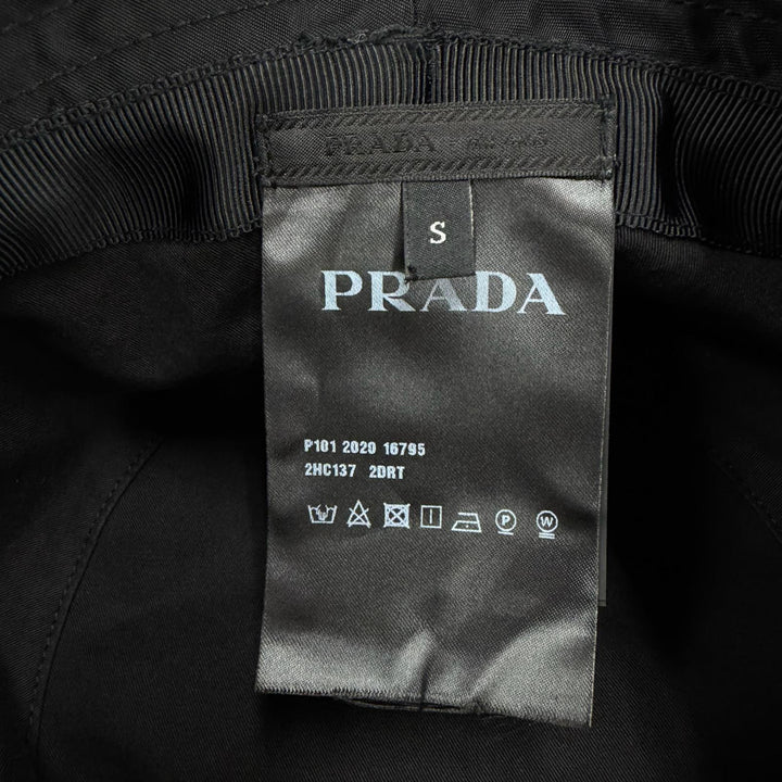 極美品▼PRADA プラダ 2HC137 RE-NYLON ナイロン 三角ロゴ トライアングルロゴ 帽子 バケットハット ブラック S 正規品 メンズ