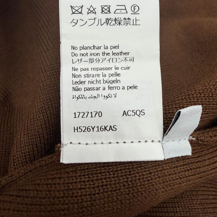 極美品▼LOEWE ロエベ H526Y16KAS ウール98% アナグラムロゴ レザー使い ZIP フーディー パーカー ブラウン M イタリア製 正規品 メンズ