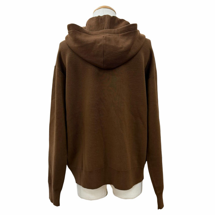極美品▼LOEWE ロエベ H526Y16KAS ウール98% アナグラムロゴ レザー使い ZIP フーディー パーカー ブラウン M イタリア製 正規品 メンズ
