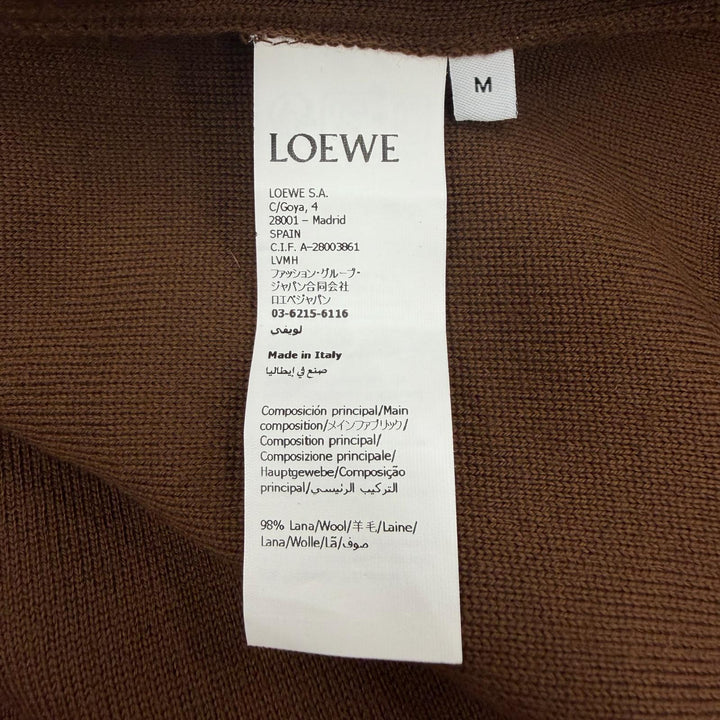 極美品▼LOEWE ロエベ H526Y16KAS ウール98% アナグラムロゴ レザー使い ZIP フーディー パーカー ブラウン M イタリア製 正規品 メンズ