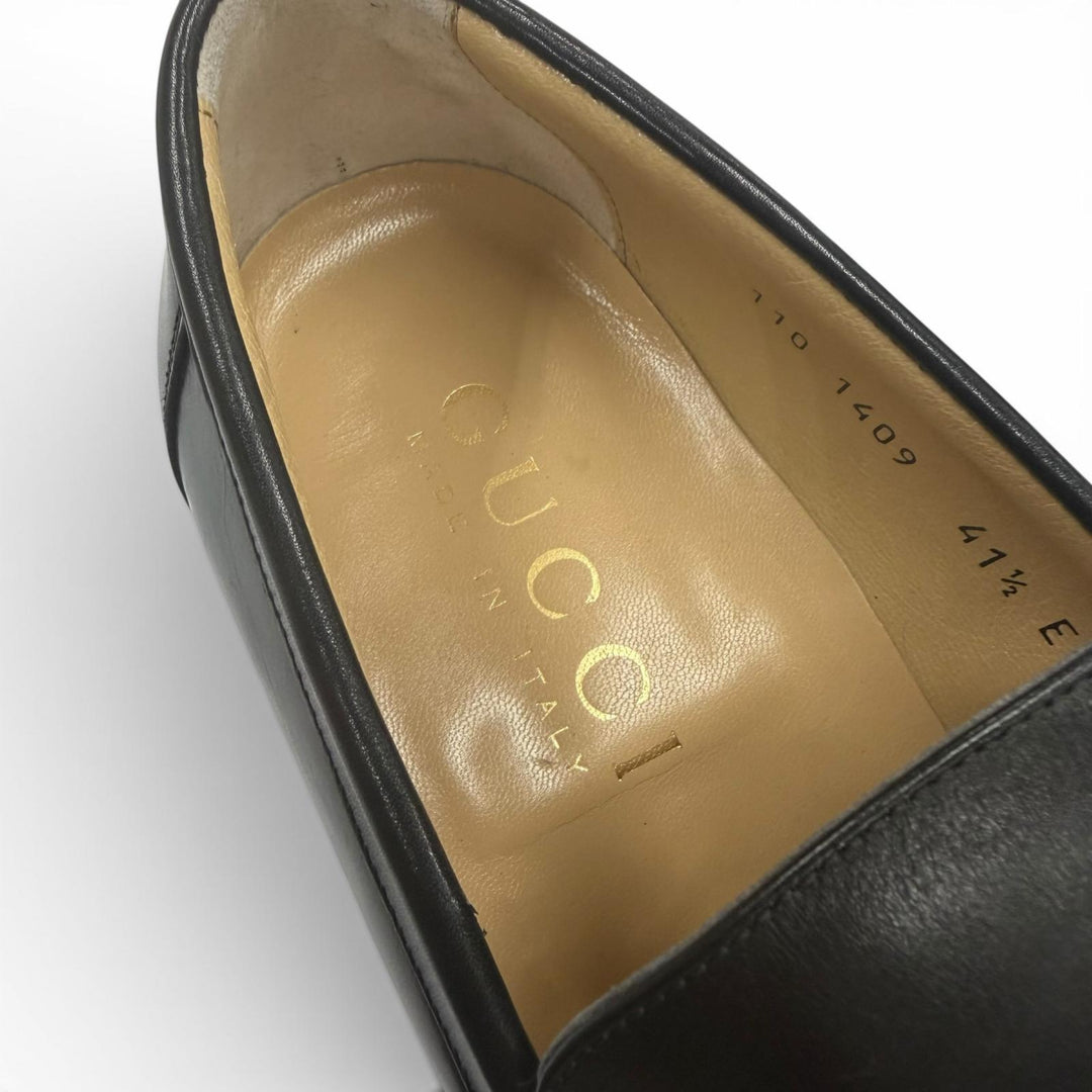 未使用品▼GUCCI グッチ 110 1409 ホースビット Uチップ レザーシューズ ローファー ブラック ゴールド金具 41.5 イタリア製 メンズ