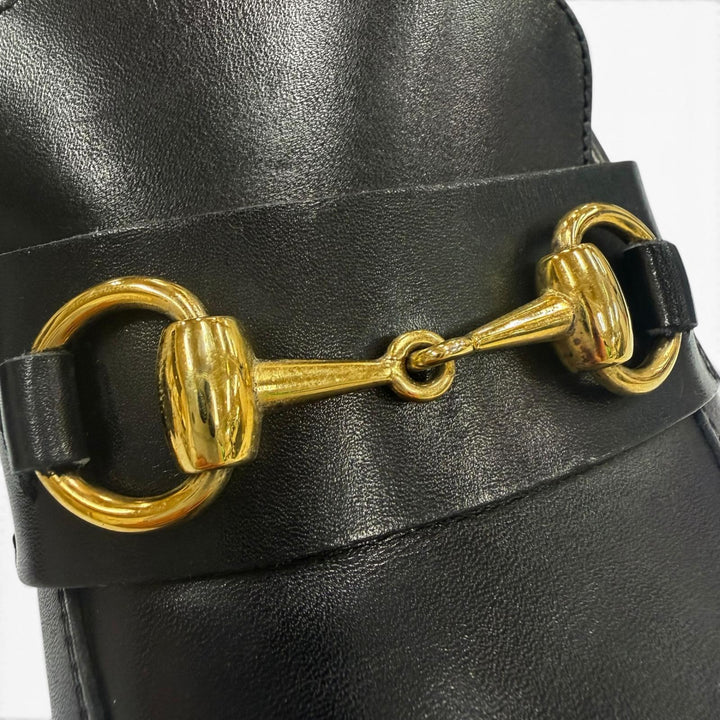 未使用品▼GUCCI グッチ 110 1409 ホースビット Uチップ レザーシューズ ローファー ブラック ゴールド金具 41.5 イタリア製 メンズ