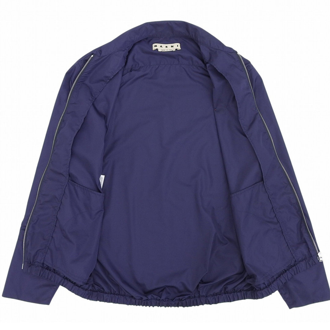 美品▲MARNI マルニ CUMU0109X0 ラバーパッチ ジップアップ ブルゾン ナイロンジャケット ネイビー 46 イタリア製 正規品 メンズ