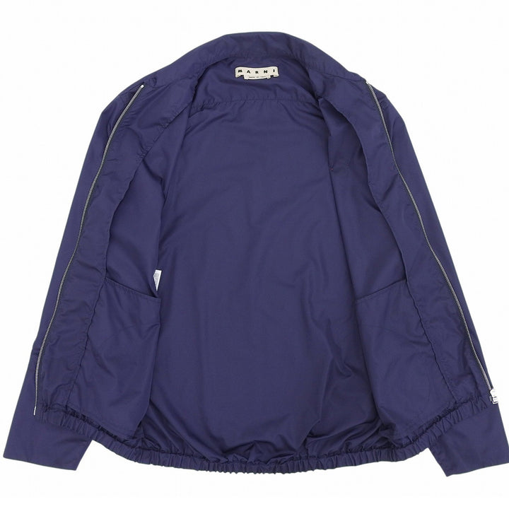 美品▲MARNI マルニ CUMU0109X0 ラバーパッチ ジップアップ ブルゾン ナイロンジャケット ネイビー 46 イタリア製 正規品 メンズ