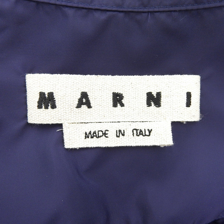 美品▲MARNI マルニ CUMU0109X0 ラバーパッチ ジップアップ ブルゾン ナイロンジャケット ネイビー 46 イタリア製 正規品 メンズ