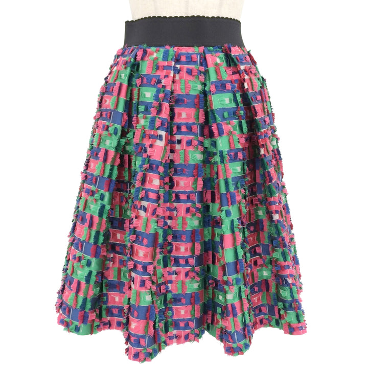 美品▲DOLCE&amp;GABBANA ドルチェ＆ガッバーナ F4AN2T/FJMWX 裏地シルク100% ジャガード スカート ピンク グリーン 38 正規品 レディース