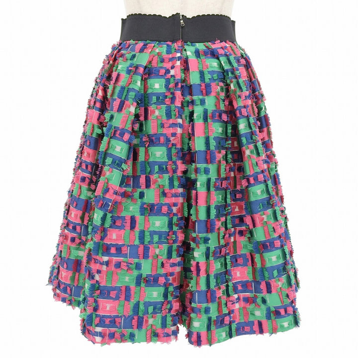 美品▲DOLCE&amp;GABBANA ドルチェ＆ガッバーナ F4AN2T/FJMWX 裏地シルク100% ジャガード スカート ピンク グリーン 38 正規品 レディース