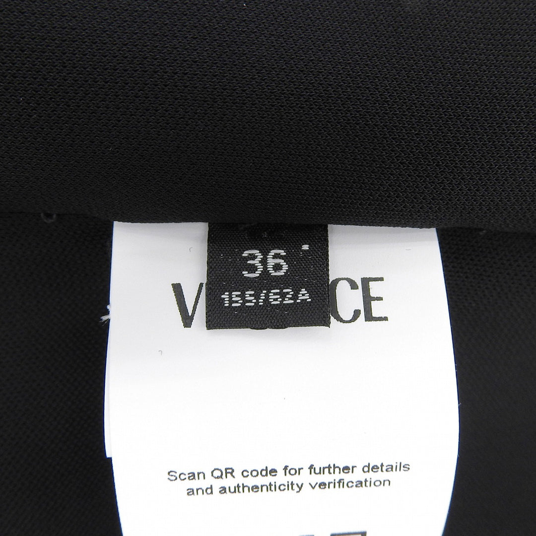 未使用品▲VERSACE ヴェルサーチ 2025年製 1021989 レザー使い ドレープ スカート ブラック 36 イタリア製 正規品 レディース ハンガー付