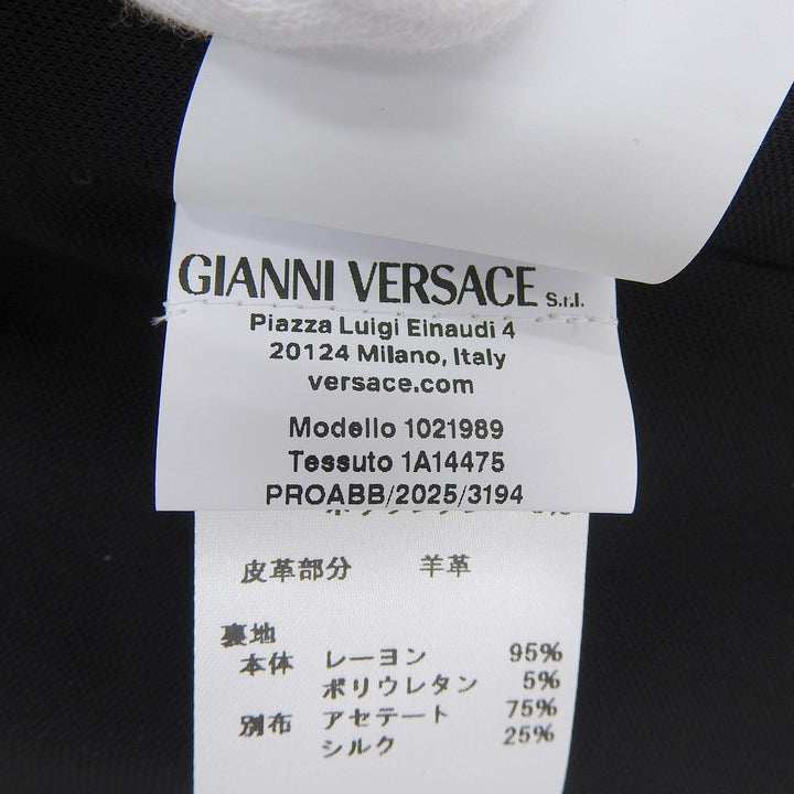 未使用品▲VERSACE ヴェルサーチ 2025年製 1021989 レザー使い ドレープ スカート ブラック 36 イタリア製 正規品 レディース ハンガー付