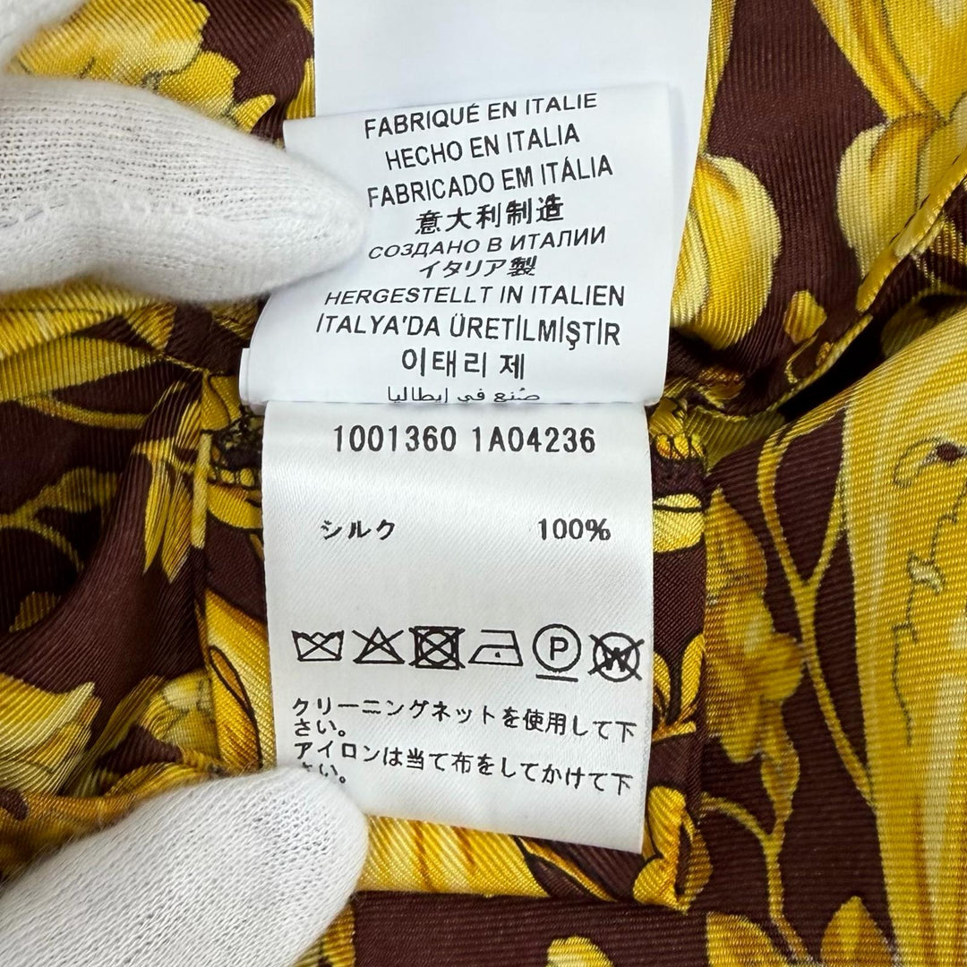 未使用品★VERSACE ヴェルサーチ 2025年製 1001360 シルク100％ メデューサボタン バロック 長袖シャツ イエロー 36 正規品 ハンガー付