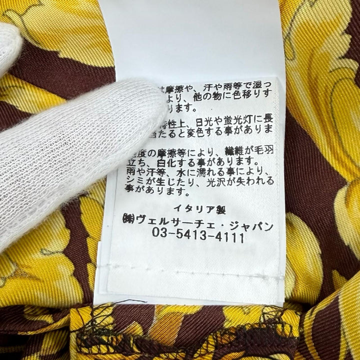 未使用品★VERSACE ヴェルサーチ 2025年製 1001360 シルク100％ メデューサボタン バロック 長袖シャツ イエロー 36 正規品 ハンガー付