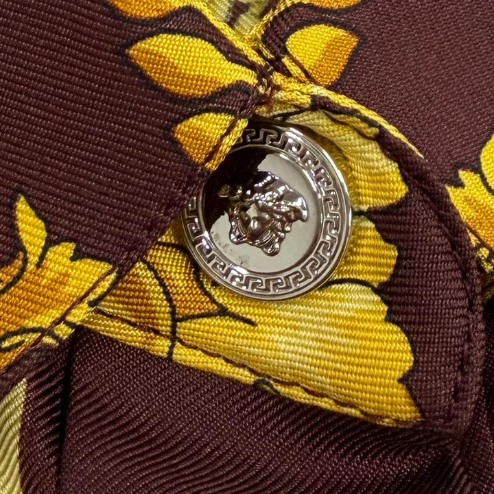 未使用品★VERSACE ヴェルサーチ 2025年製 1001360 シルク100％ メデューサボタン バロック 長袖シャツ イエロー 36 正規品 ハンガー付