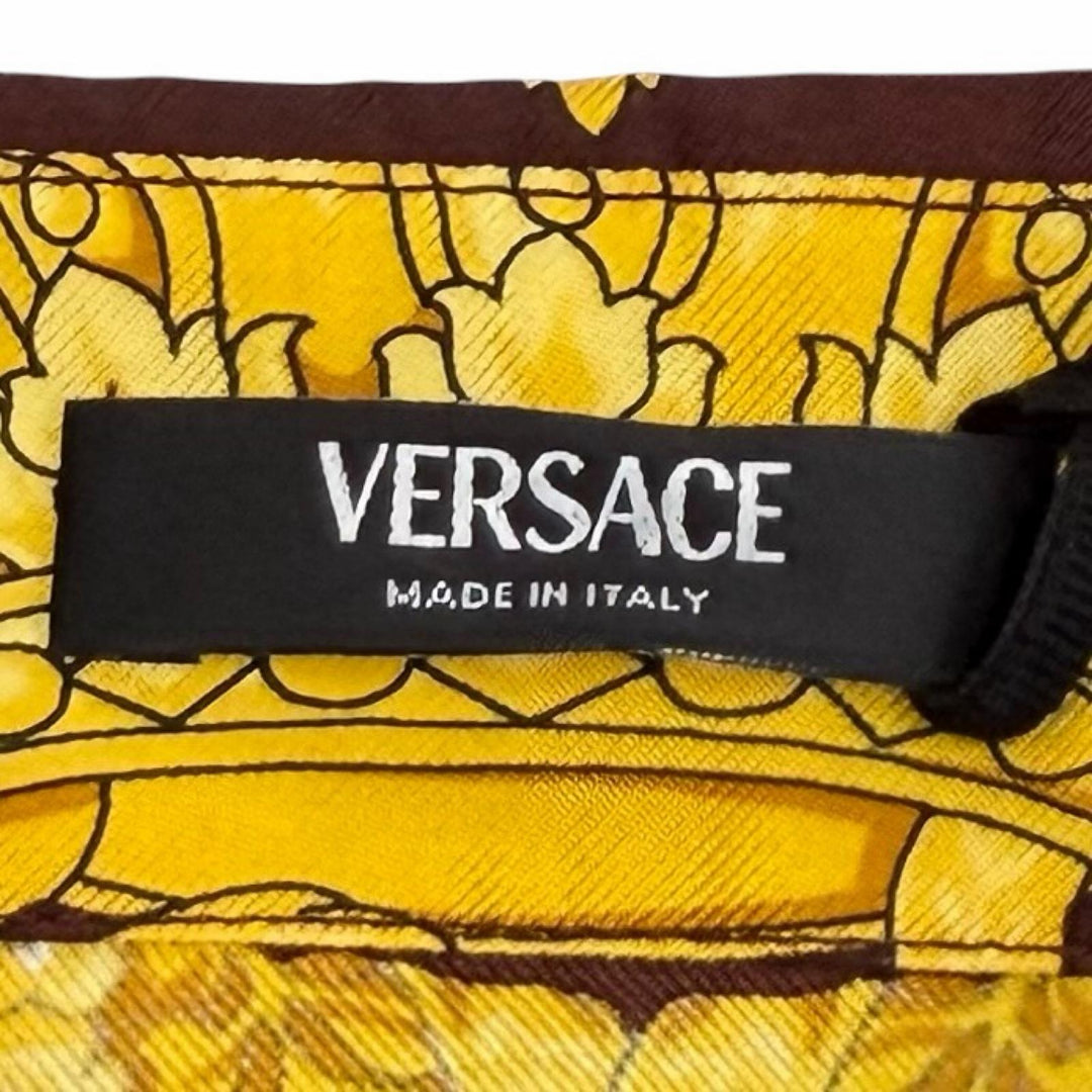 未使用品★VERSACE ヴェルサーチ 2025年製 1001360 シルク100％ メデューサボタン バロック 長袖シャツ イエロー 36 正規品 ハンガー付