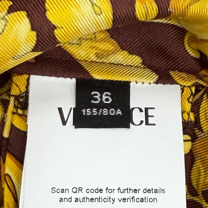 未使用品★VERSACE ヴェルサーチ 2025年製 1001360 シルク100％ メデューサボタン バロック 長袖シャツ イエロー 36 正規品 ハンガー付