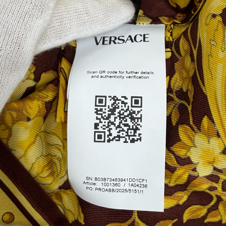 未使用品★VERSACE ヴェルサーチ 2025年製 1001360 シルク100％ メデューサボタン バロック 長袖シャツ イエロー 36 正規品 ハンガー付