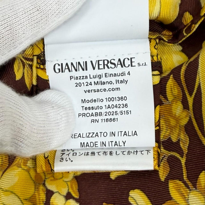 未使用品★VERSACE ヴェルサーチ 2025年製 1001360 シルク100％ メデューサボタン バロック 長袖シャツ イエロー 36 正規品 ハンガー付