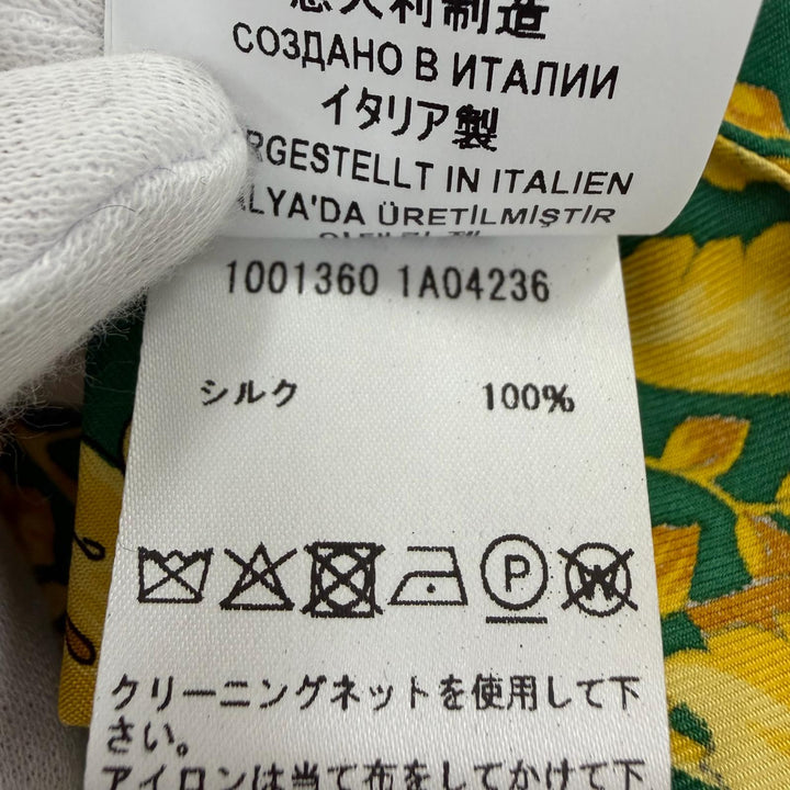 未使用品☆VERSACE ヴェルサーチ 2025年製 1001360 シルク100％ メデューサボタン バロック 長袖シャツ グリーン 38 正規品 レディース
