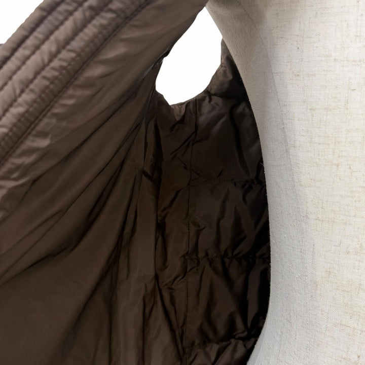 美品□PRADA プラダ 2025年製 SGB033 トライアングルロゴ Re-Nylon スタンドカラー ダウンベスト ブラウン 48 イタリア製 正規品 メンズ