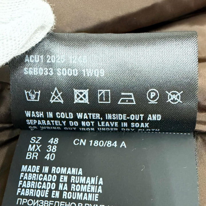 美品□PRADA プラダ 2025年製 SGB033 トライアングルロゴ Re-Nylon スタンドカラー ダウンベスト ブラウン 48 イタリア製 正規品 メンズ
