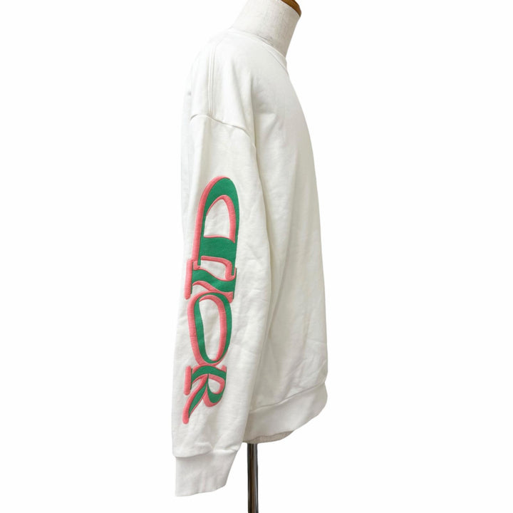 美品□DIOR ディオール オム 24AW 513J670A0531 ルイスハミルトン ロゴ刺繍 スウェットシャツ アイボリー M イタリア製 正規品 メンズ