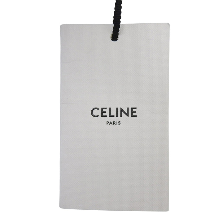 未使用品▲CELINE セリーヌ コットン100％ レザーパッチ ヒッコリー デニム パンツ ホワイト ネイビー 25 日本製 正規品 レディース
