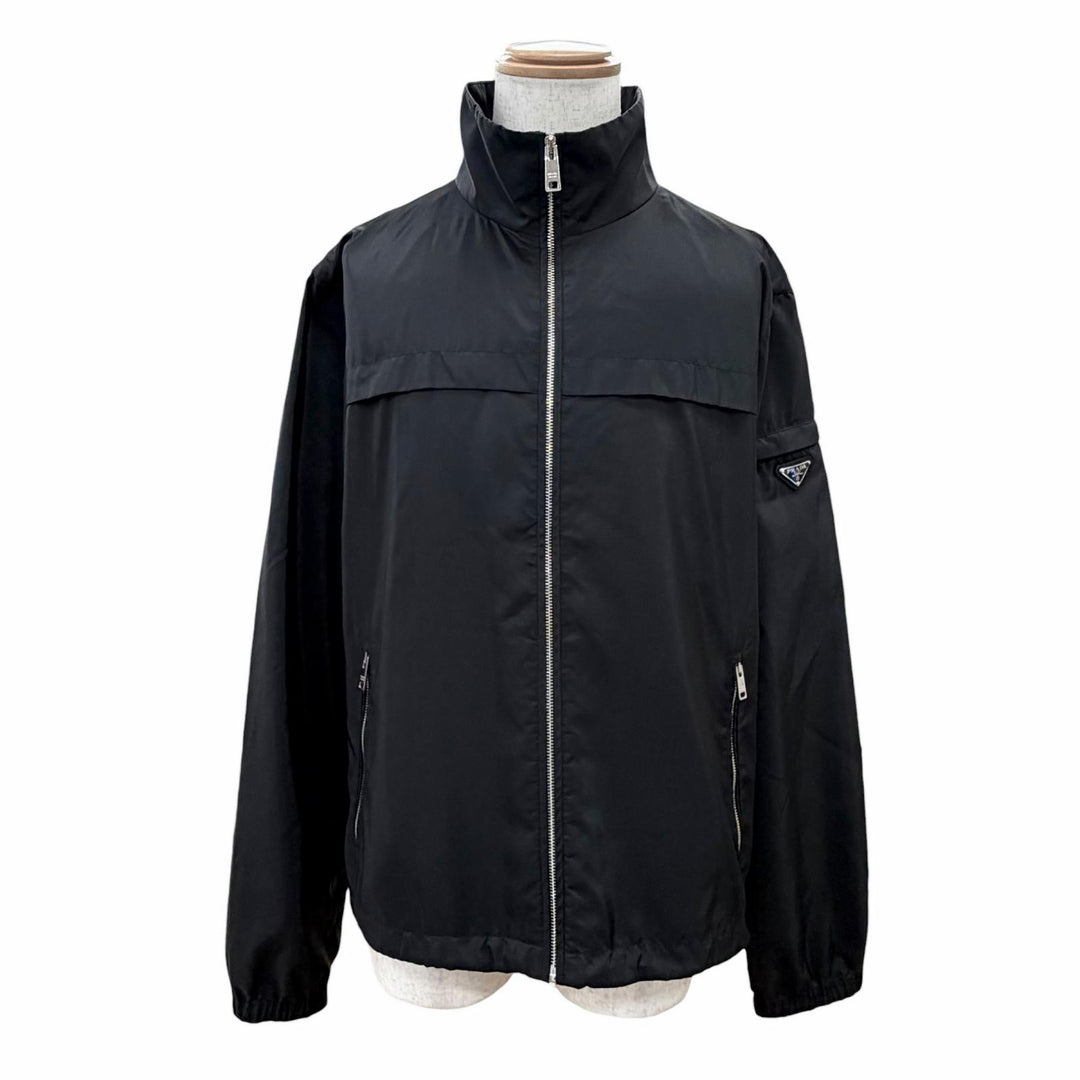 美品△PRADA プラダ 2023年製 SGN998 K-WAY SEMIFODERATO Jacket トライアングルロゴ ブルゾン ナイロンジャケット ブラック 56 正規品