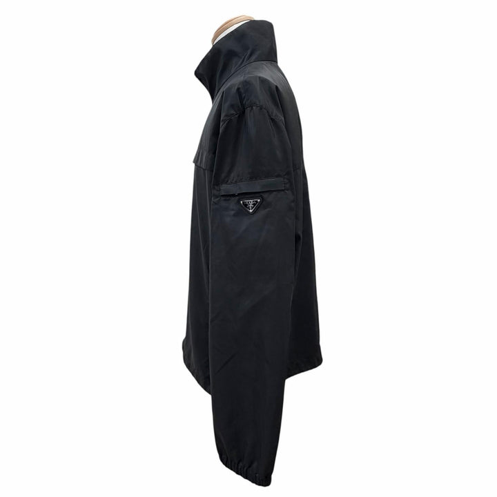 美品△PRADA プラダ 2023年製 SGN998 K-WAY SEMIFODERATO Jacket トライアングルロゴ ブルゾン ナイロンジャケット ブラック 56 正規品