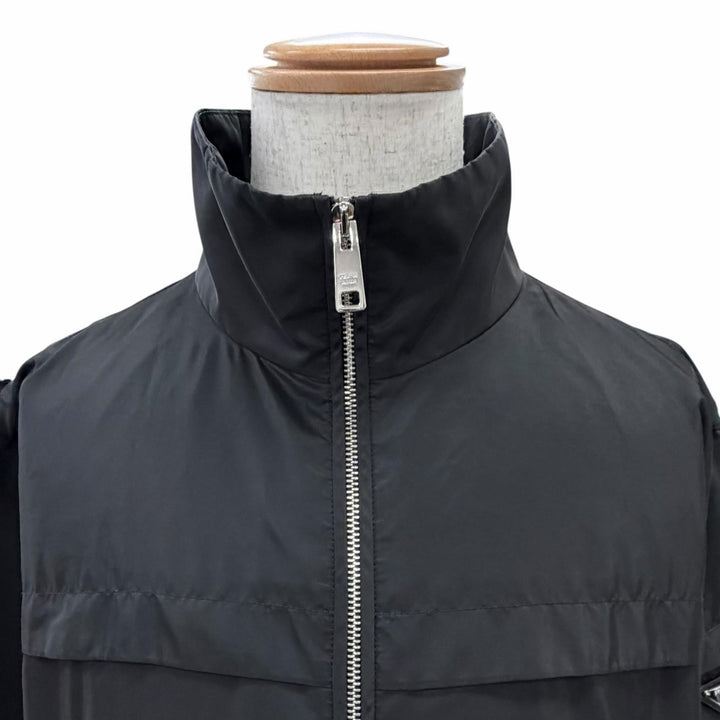 美品△PRADA プラダ 2023年製 SGN998 K-WAY SEMIFODERATO Jacket トライアングルロゴ ブルゾン ナイロンジャケット ブラック 56 正規品