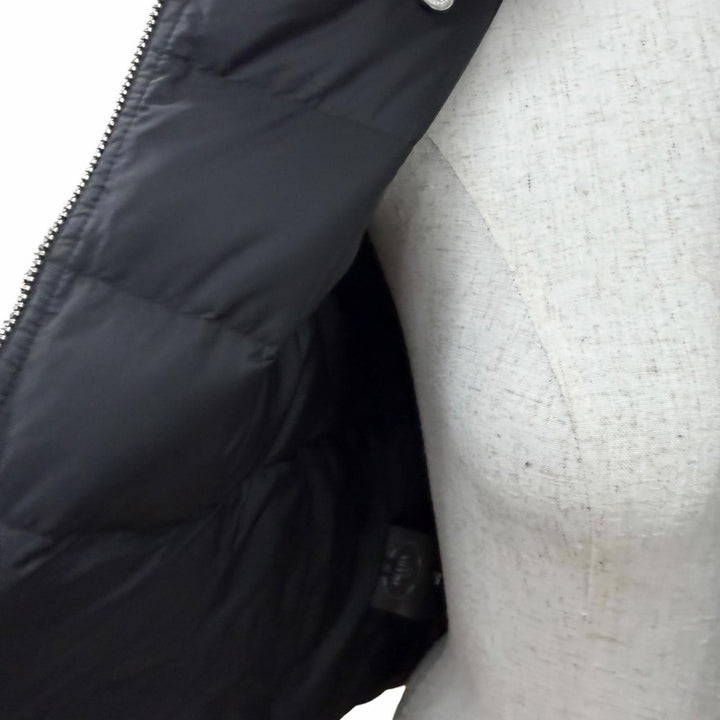 美品☆PRADA プラダ 29Y510 トライアングルロゴプレート シープスキンファー付 ダウンジャケット ブラック 38 正規品 レディース