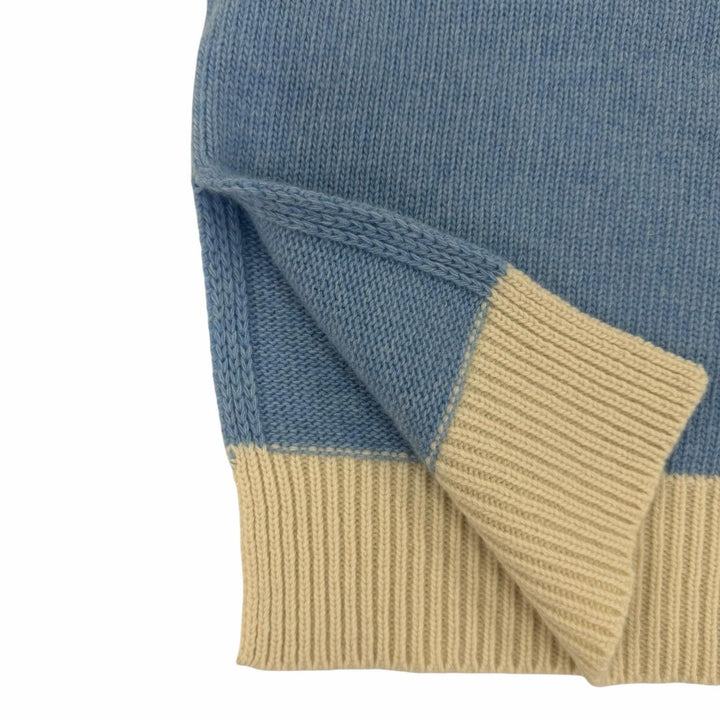 極美品☆MARNI マルニ 23AW GCMD0484Q0 バージンウール100％ ロゴ入り サイドスリット 長袖 ニット ブルー 36 正規品 レディース