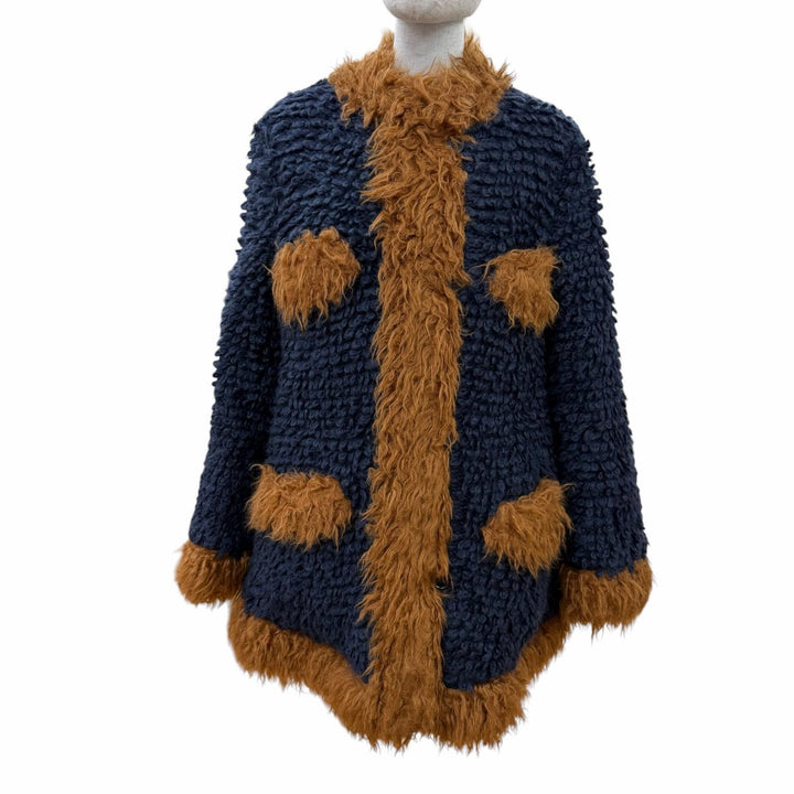 極美品☆MARNI マルニ 22AW JKMA0236LW モヘア リバーシブル 中綿入り コート ネイビー系 ブラック 36 イタリア製 正規品 レディース