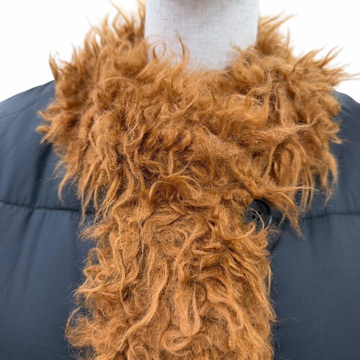 極美品☆MARNI マルニ 22AW JKMA0236LW モヘア リバーシブル 中綿入り コート ネイビー系 ブラック 36 イタリア製 正規品 レディース