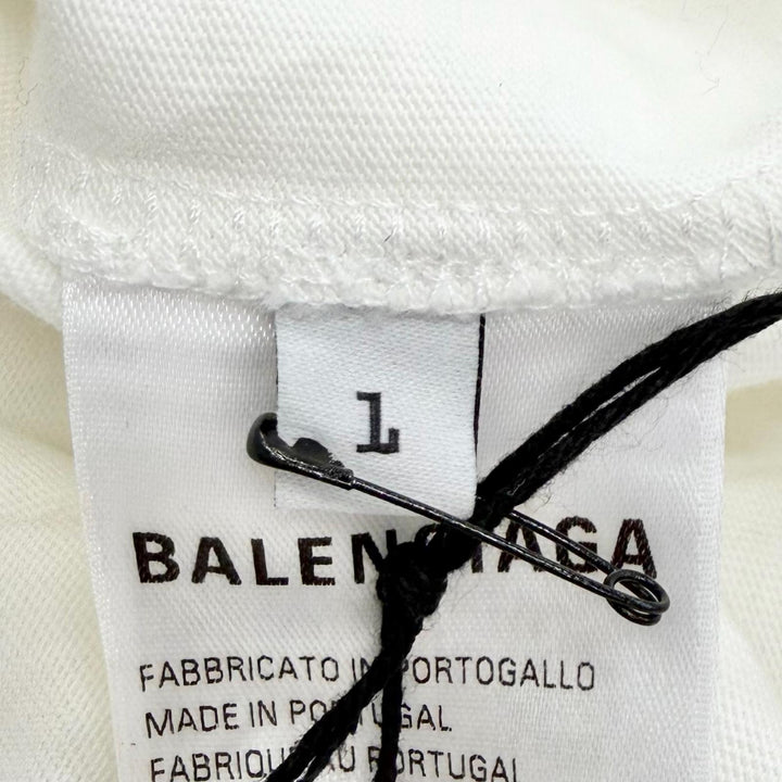 極美品△BALENCIAGA バレンシアガ 24AW 787349 Over Champs-Elysees コットン100％ 半袖Ｔシャツ ホワイト 1 正規品 メンズ レディース