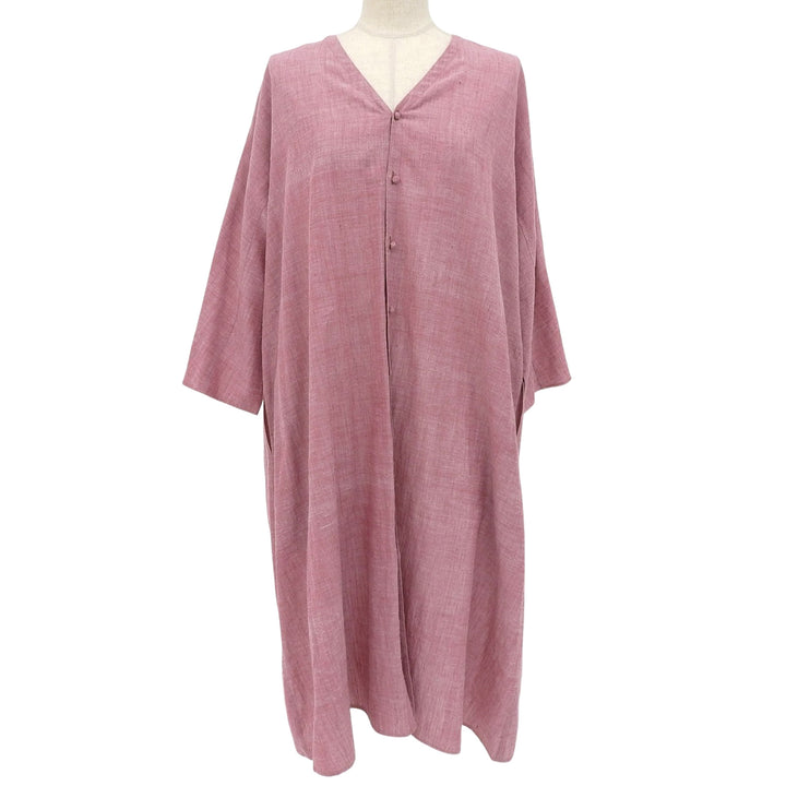 極美品▲JURGEN LEHL ヨーガンレール HT009499 コットン100% Vネック ロングシャツ ワンピース ピンク M 日本製 正規品 レディース