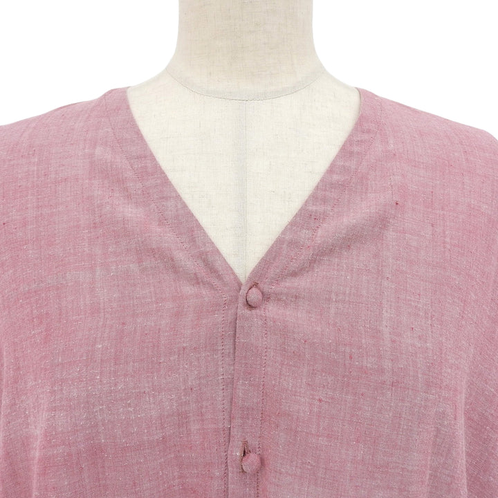 極美品▲JURGEN LEHL ヨーガンレール HT009499 コットン100% Vネック ロングシャツ ワンピース ピンク M 日本製 正規品 レディース