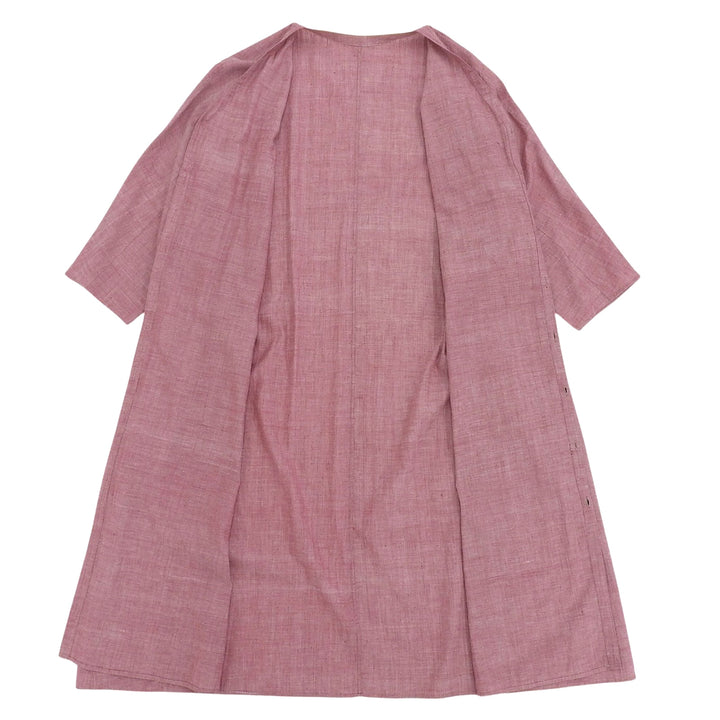 極美品▲JURGEN LEHL ヨーガンレール HT009499 コットン100% Vネック ロングシャツ ワンピース ピンク M 日本製 正規品 レディース