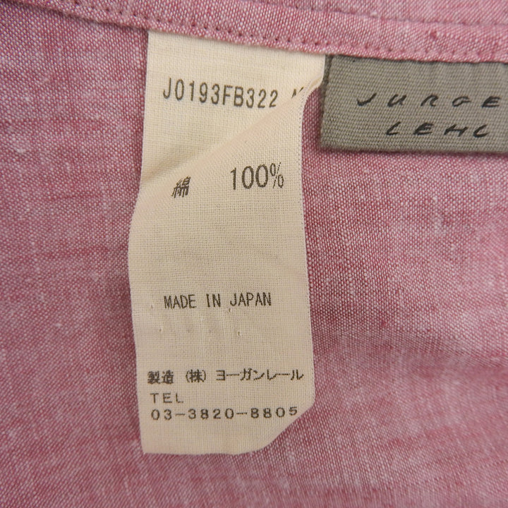 極美品▲JURGEN LEHL ヨーガンレール HT009499 コットン100% Vネック ロングシャツ ワンピース ピンク M 日本製 正規品 レディース